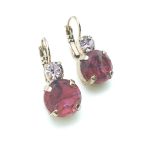Mariana Earrings Lovely Clear & Ruby Rhinestone Swarovski Crystals My Treasures Coll. - Image 2