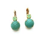 Earrings By Mariana Woman Amazonite Mineral and Chrysolite Swarovski Crystals - RG