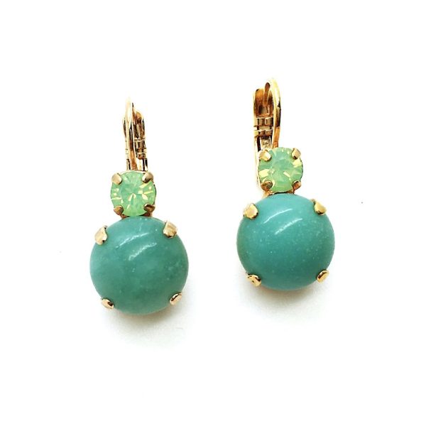 Earrings By Mariana Woman Amazonite Mineral and Chrysolite Swarovski Crystals - RG