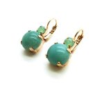 Earrings By Mariana Woman Amazonite Mineral and Chrysolite Swarovski Crystals - RG - Image 2