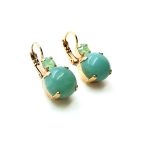 Earrings By Mariana Woman Amazonite Mineral and Chrysolite Swarovski Crystals - RG - Image 3