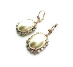 Mariana Earrings Elegant Cream Pearl & Clear Swarovski Crystals Barbados Caribbean Life Coll. - Image 2