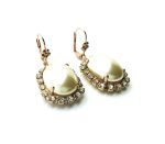Mariana Earrings Elegant Cream Pearl & Clear Swarovski Crystals Barbados Caribbean Life Coll. - Image 3