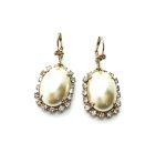 Mariana Earrings Elegant Cream Pearl & Clear Swarovski Crystals Barbados Caribbean Life Coll.