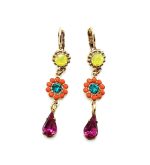Mariana Earrings Adorable Dangling Colorful Austrian Crystals Masai Africa Coll.