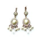 Mariana Earrings Chandelier Pearl Mineral, Clear & AB Swarovski Crystals My Treasures Coll.