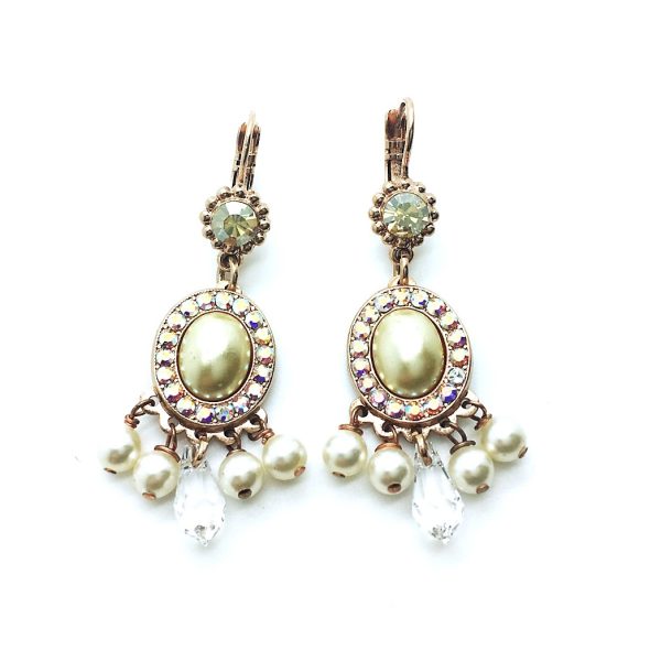 Mariana Earrings Chandelier Pearl Mineral, Clear & AB Swarovski Crystals My Treasures Coll.