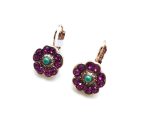 Mariana Earrings Dainty Flower Shaped Fuchsia & Aventurine Austrian Crystals Masai Africa Coll. - Image 2