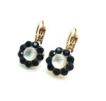 Mariana Earrings Dainty Flower White Shell Mineral & Jet Swarovski Crystals Caribbean Life Coll. - Image 2