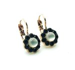 Mariana Earrings Dainty Flower White Shell Mineral & Jet Swarovski Crystals Caribbean Life Coll. - Image 3