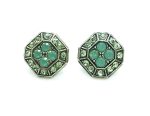 Mariana Earrings Octagon Shaped Greens Austrian Crystals My Treasures Coll.