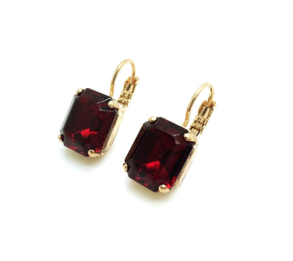 E-1421-1-208-RG6 (1) Mariana Earrings Timeless Siam Swarovski Crystals My Treasures Coll. - Image 1