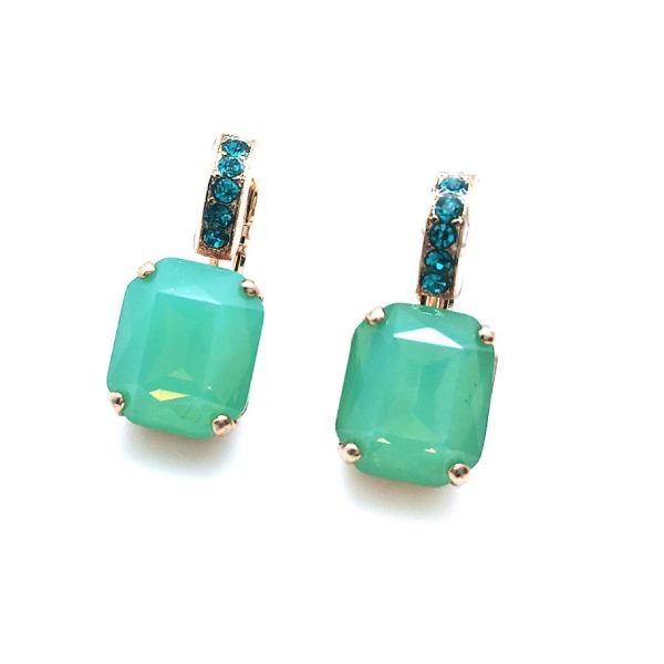 Mariana Earrings Gorgeous Pacific Opal & Blue Zircon Swarovski Crystals Congo Africa Coll.