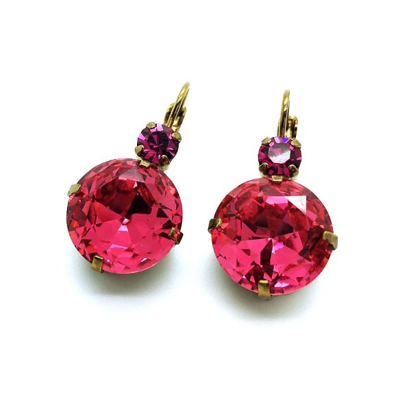 Mariana Earrings Stunning Fuchsia Swarovski Crystals My Treasures Coll.