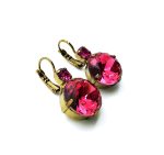 Mariana Earrings Stunning Fuchsia Swarovski Crystals My Treasures Coll. - Image 3