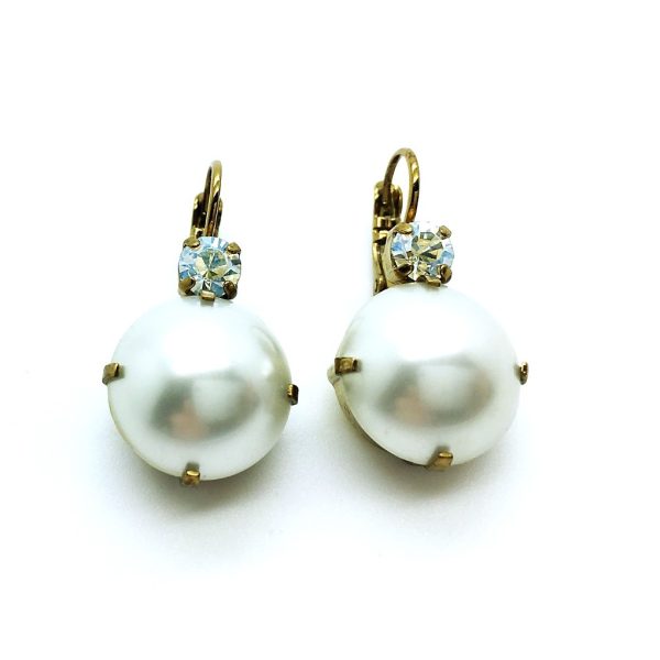 Mariana Earrings Timeless Pearl Mineral & Moonlight Austrian Crystals My Treasures Coll.
