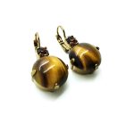 Mariana Earrings Sophisticated Gold Tiger Eye Mineral & Smoked Topaz Austrian Crystals My Treasures Coll. - Image 3