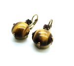 Mariana Earrings Sophisticated Gold Tiger Eye Mineral & Smoked Topaz Austrian Crystals My Treasures Coll. - Image 2