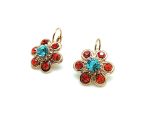 Mariana Earrings Flower Shaped Blues & Oranges Austrian Crystals Serengetti Africa Coll. - Image 2