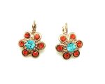 Mariana Earrings Flower Shaped Blues & Oranges Austrian Crystals Serengetti Africa Coll.