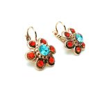 Mariana Earrings Flower Shaped Blues & Oranges Austrian Crystals Serengetti Africa Coll. - Image 3