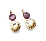 Mariana Earrings Odyssey Coll. Exquisite Champagne & Ruby Zoisite Austrian Crystals - Image 3