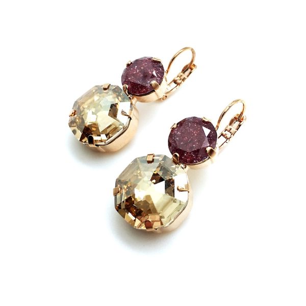 Mariana Earrings Odyssey Coll. Exquisite Champagne & Ruby Zoisite Austrian Crystals