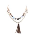 Mariana Necklace Exquisite MOP Mineral, Clear, AB & Whites Austrian Crystals Sea Shell Nature Coll.