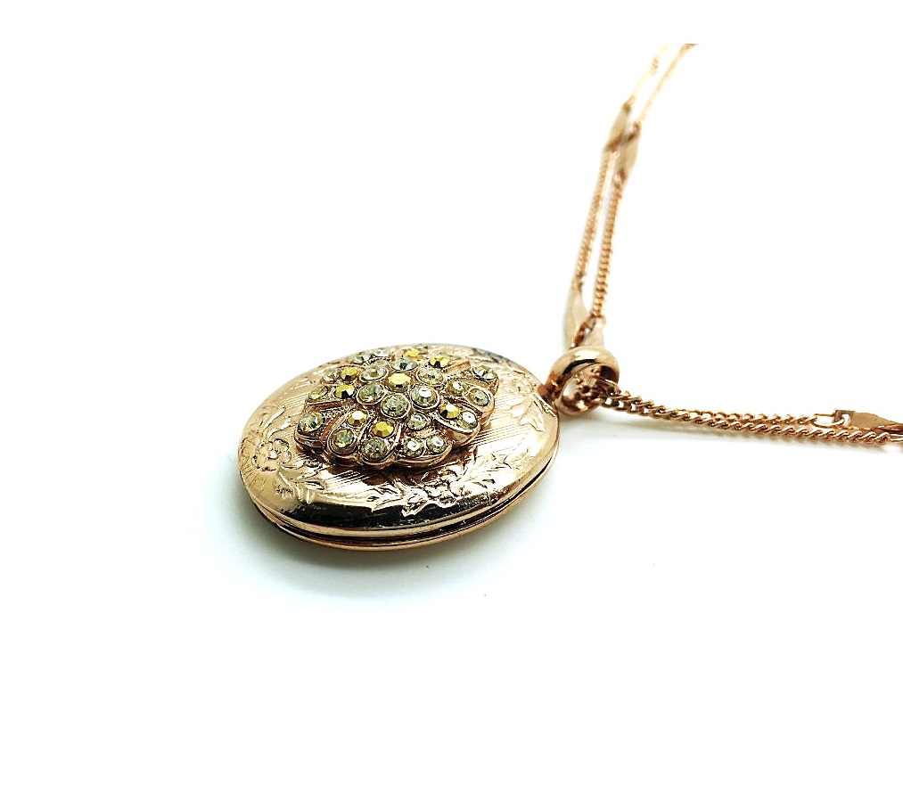 N-5003-161-RG (2) Necklace Pendant By Mariana Woman Locket Golden Shadow Swarovski Crystals - Image 1