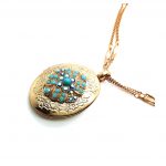 Mariana Necklace Pendant Locket Turquoise & AB Austrian Crystals My Treasures Coll.