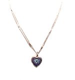 Necklace Pendant By Mariana Woman Locket Heart Shaped Purples Swarovski Crystals - Image 3
