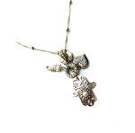 Mariana Necklace Pendant Hamsa & Charms Beaded Pearl Mineral & Clear Crystals Swarovski Sweet Summer Coll. - Image 2