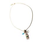 Mariana Necklace Pendant Symbolic Chai & Scroll Beaded Turq and Aquamarine Swarovski Crystals My Treasures Coll. - Image 3