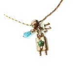 Mariana Necklace Pendant Symbolic Chai & Scroll Beaded Turq and Aquamarine Swarovski Crystals My Treasures Coll.