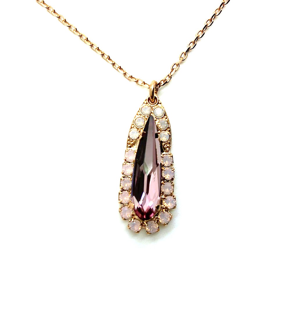 N-5030-9-134395-RG (2) Mariana Necklace Pendant Sophisticated Antique Pink & Rose Opal Swarovski Crystals My Treasures Coll. - Image 1