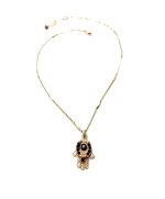 Mariana Necklace Pendant "Hamsa" Beaded Jet Black Swarovski Crystals My Treasures Coll. - Image 2