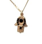 Mariana Necklace Pendant "Hamsa" Beaded Jet Black Swarovski Crystals My Treasures Coll.