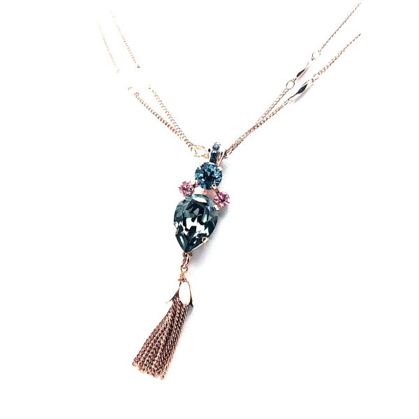 Mariana Necklace Pendant Fashionable Greys & Pinks Swarovski Crystals Madagascar Africa Coll.