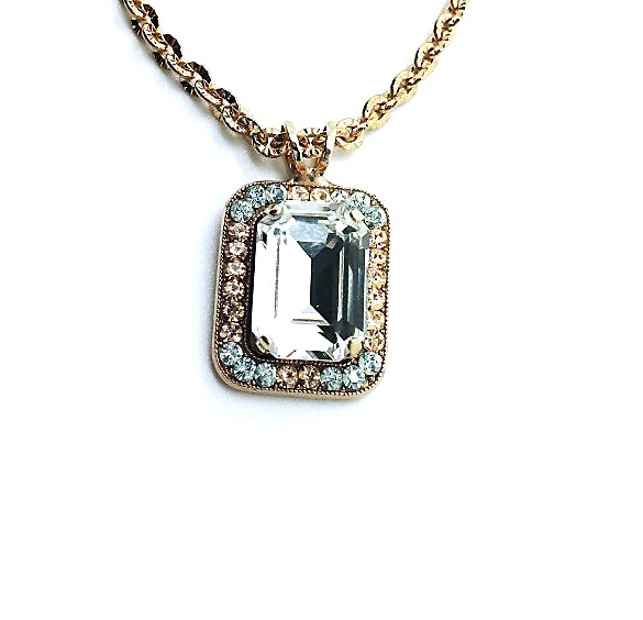 Mariana Necklace Pendant Timeless Clear, Silk, MOL & Lt Amber Austrian Crystals Songbook Coll.