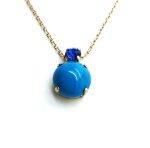 Necklace Pendant By Mariana My Treasures Coll. Alluring Howlite Turquoise Mineral & Sapphire Austrian Crystals