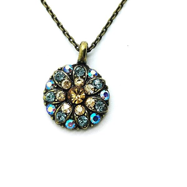 Mariana Necklace Pendant Floral Beaded Multicolor Swarovski Crystals Back Engraved "Zion" My Treasures Coll.