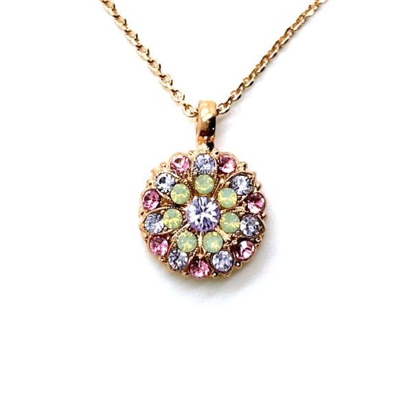 Mariana Necklace Pendant Flattering Lt Amethyst, Chrysolite Opal & Lt Rose Austrian Crystals Levander Botanica Coll.
