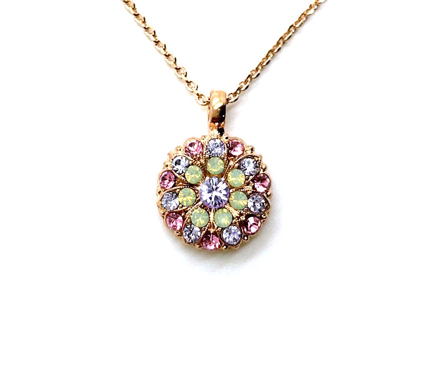 N-5212-1910-RG (3) Mariana Necklace Pendant Flattering Lt Amethyst, Chrysolite Opal & Lt Rose Austrian Crystals Levander Botanica Coll. - Image 1