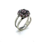 Mariana Ring Gorgeous Floral Lavender, Pink & Jet Austrian Crystals Silver Moon Ambrosia Coll.