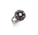 Mariana Ring Gorgeous Floral Lavender, Pink & Jet Austrian Crystals Silver Moon Ambrosia Coll. - Image 2