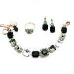 Mariana Jewelry Set Bracelet, Earrings & Ring Turquoise Minerals and Austrian Crystals Zanzibar Africa Coll.