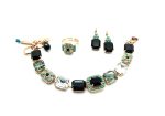 Mariana Jewelry Set Bracelet, Earrings & Ring Turquoise Minerals and Austrian Crystals Zanzibar Africa Coll. - Image 3