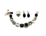 Mariana Jewelry Set Bracelet, Earrings & Ring Turquoise Minerals and Austrian Crystals Zanzibar Africa Coll. - Image 2