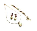 Jewelry Set By Mariana Woman Necklace, Bracelet and Earrings Topaz, Violet and Green Swarovski Crystals - Image 3