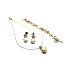 Jewelry Set By Mariana Woman Necklace, Bracelet and Earrings Topaz, Violet and Green Swarovski Crystals - Image 2